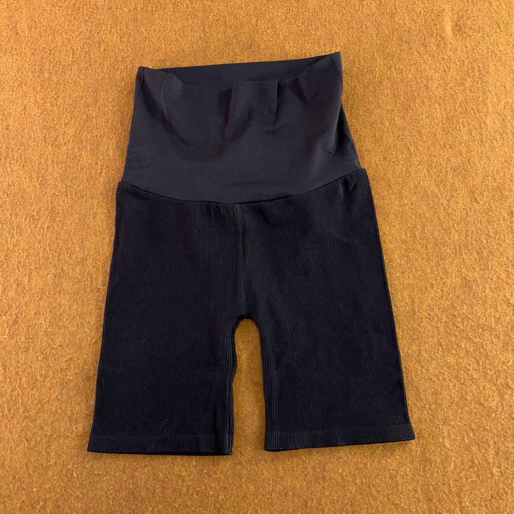 Isabel by Ingrid & Isabel Womens Small Black Ribbed Maternity Bike Shorts New